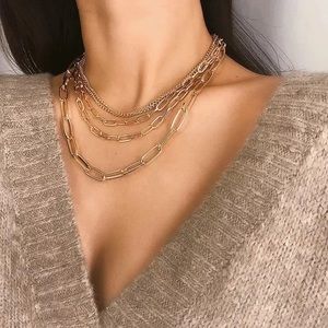 Zara Gold Chains Multi Big Link 1-Chain 5-Layered Necklace NEW